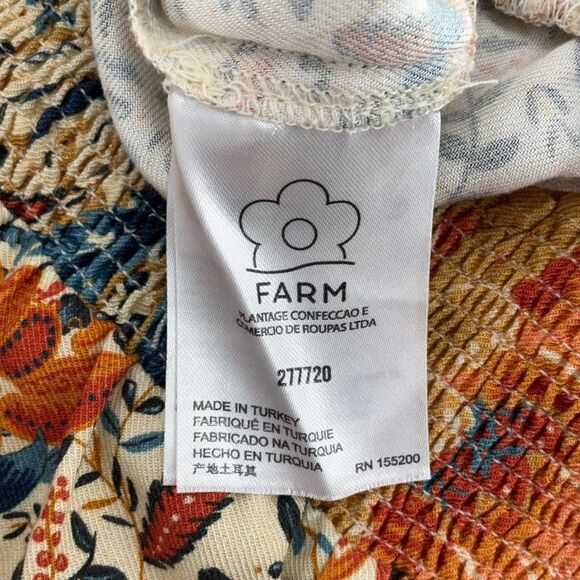 Anthropologie Farm Rio Brown Blue Bambina 3/4 Sleeve Square Neck Blouse Size XS - Picture 5 of 8